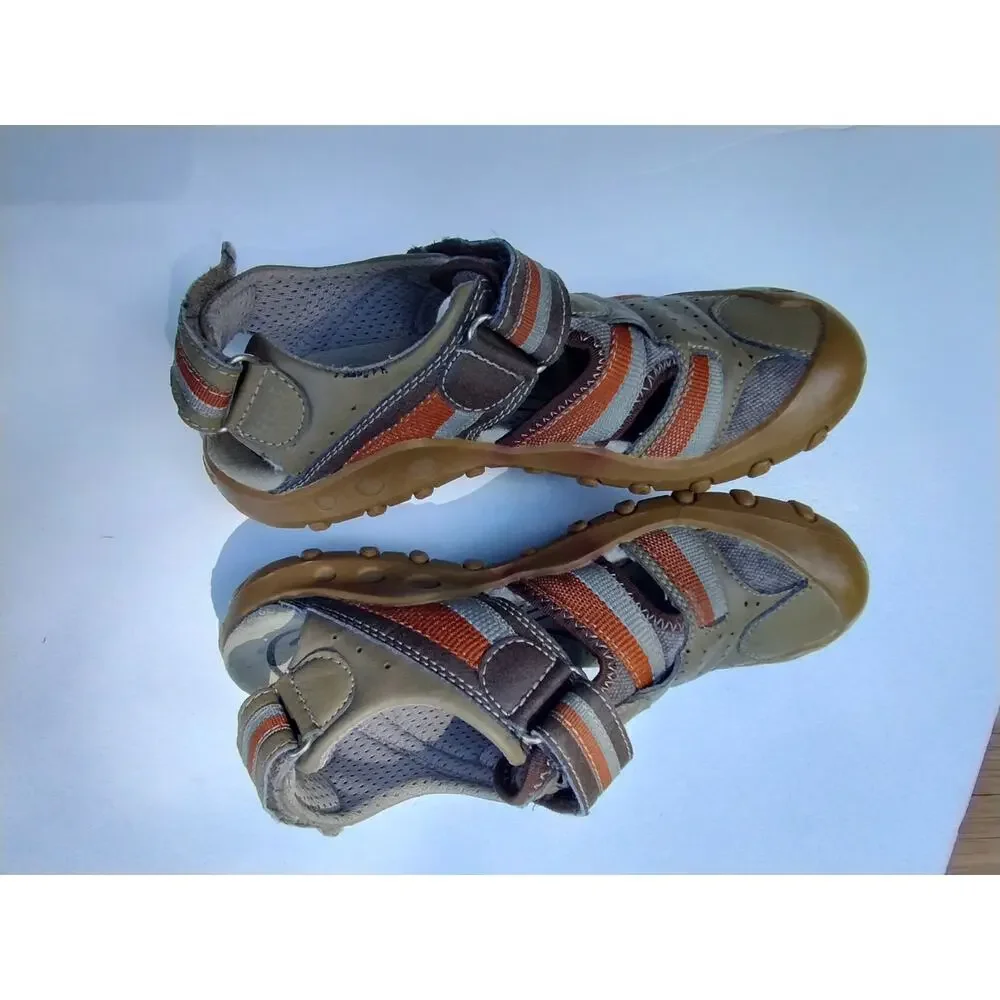 Geox KidsClosed Toe Sandals Mesh Summer Water Shoes Size 3.5 Brown/Orange
